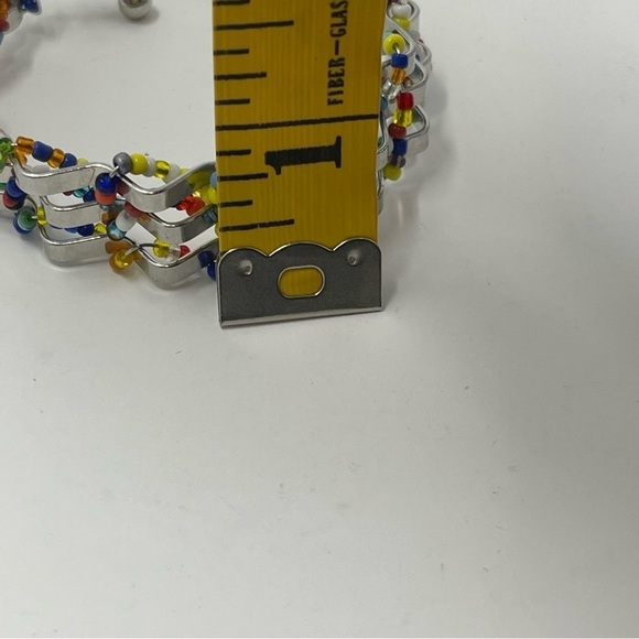 Silver Tone Seed Beads Layered Tiered Cuff Bracelet - Picture 10 of 10